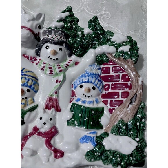 Fitz And Floyd “The Flurries Snowmen” Christmas Dish or Wall Platter HolidaDecor - Picture 4 of 16